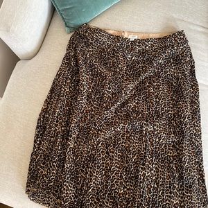 JCrew pleated leopard midi skirt size 16
